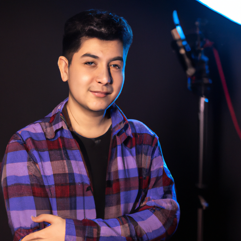 Smiling public speaking coach in a modern studio