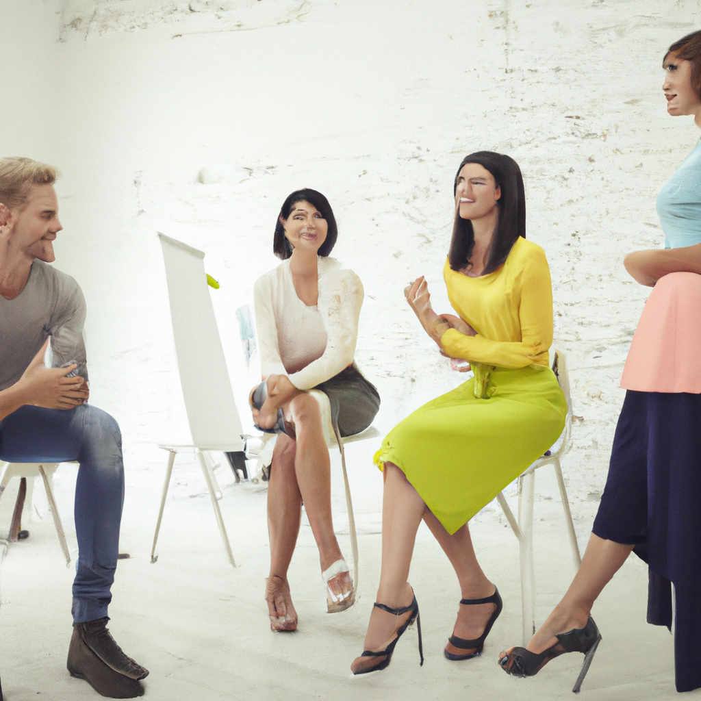 Coaches consulting a student about public speaking in a bright modern office with natural light